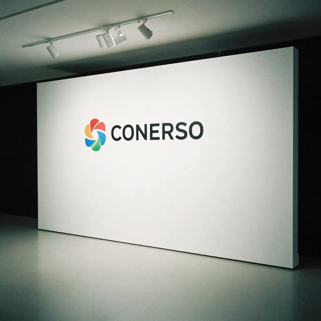 Professional corporate event photo zone with branded backdrop